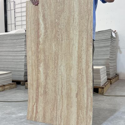 Golden Artificial Stone Flexible 3D Travertine Stone Eco-Friendly Ultra Thin Waterproof Fireproof Wall Panels Decoration